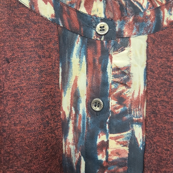 BKE Boutique Maroon Boho Button Down Top Size Small - Picture 3 of 8